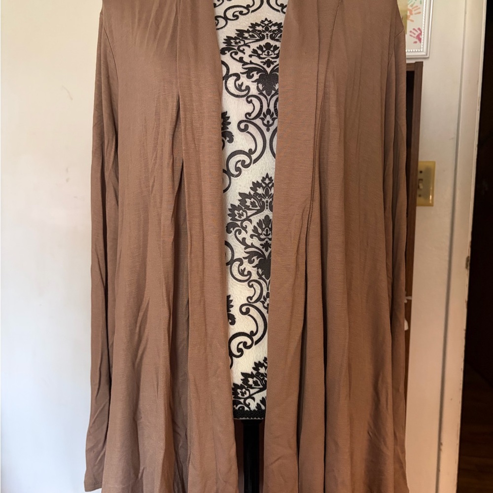 Women's Brown Open Front Cardigan